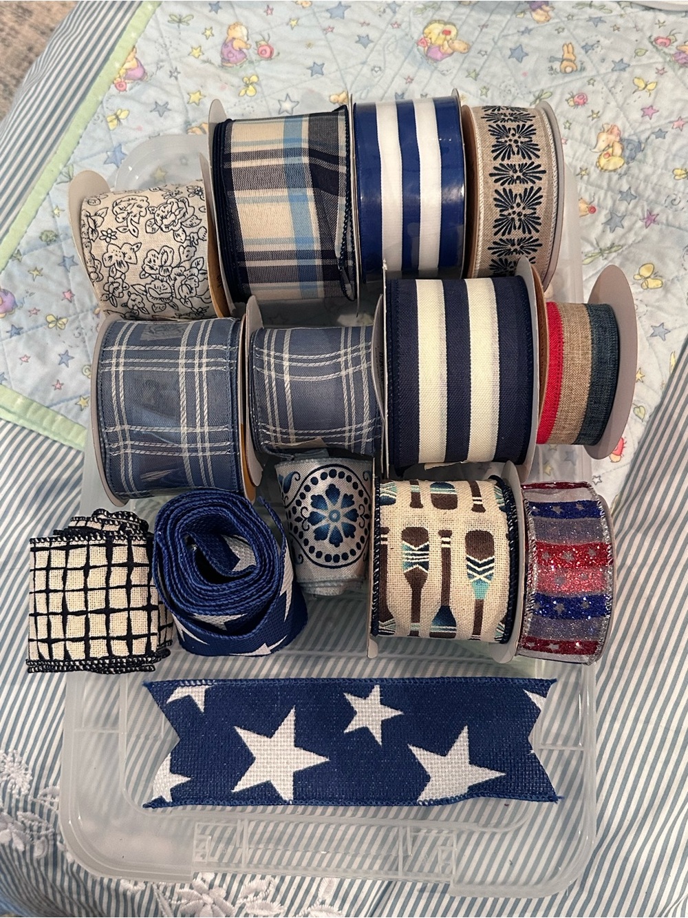 Blue and White Decorative Ribbon Bundle - Home Accents